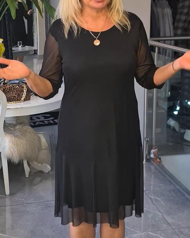 Sheer And Fashionable Solid Color Dress