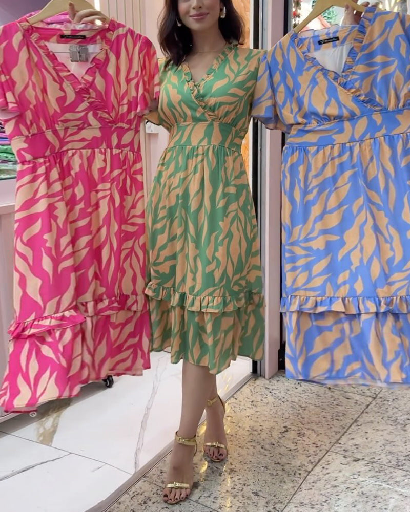 Waist printed elegant dress