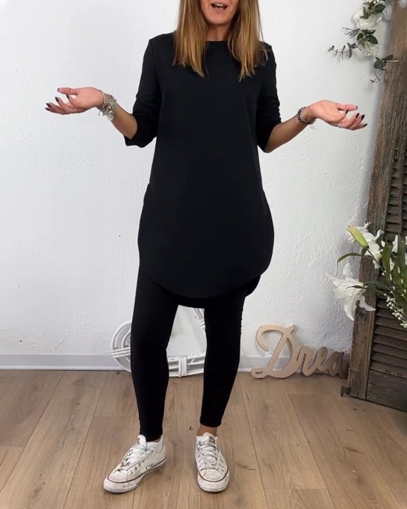 Mid-Length Crew Neck Top