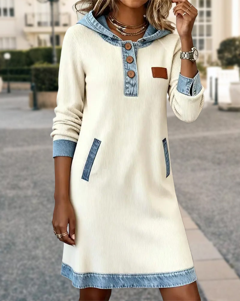 Button Detailed Denim Dress