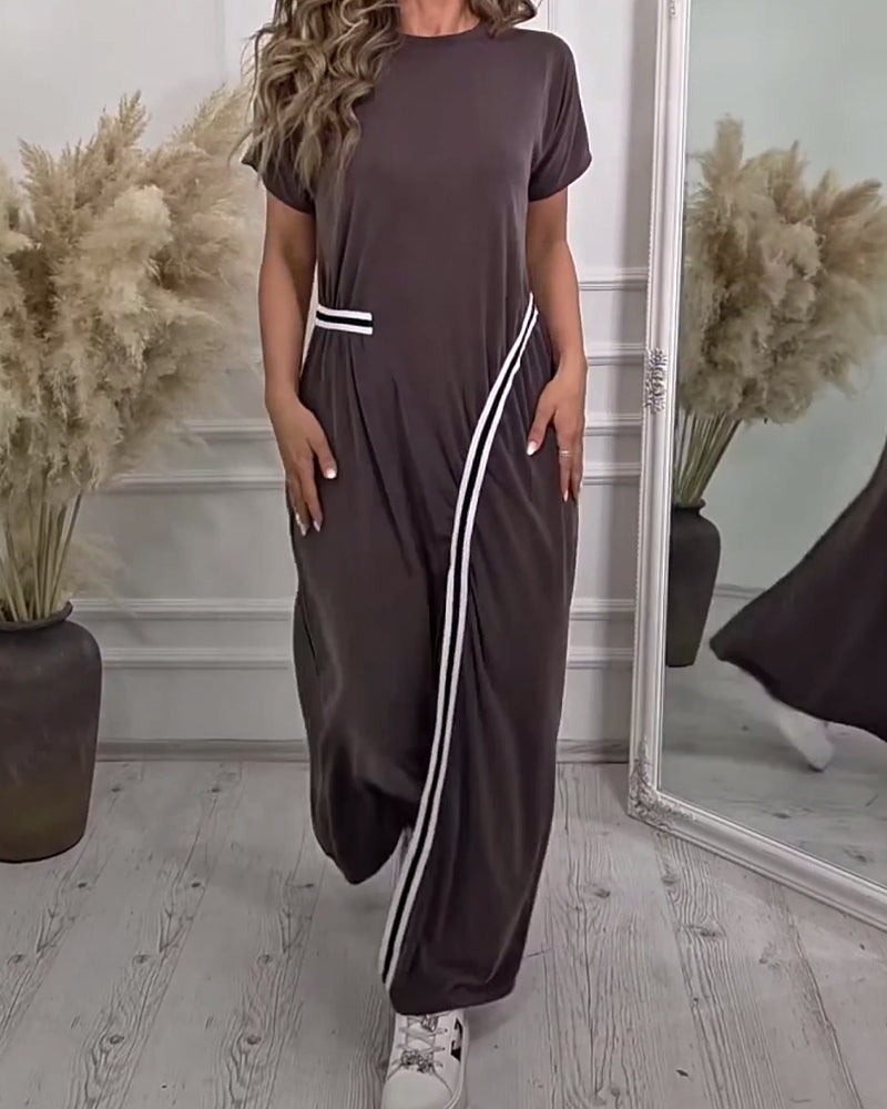 Solid Color Casual Slit Dress