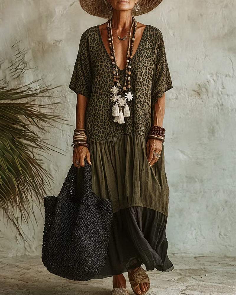 Casual Leopard Maxi Dress