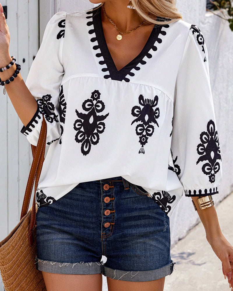 Bohemian-style bishop sleeve top