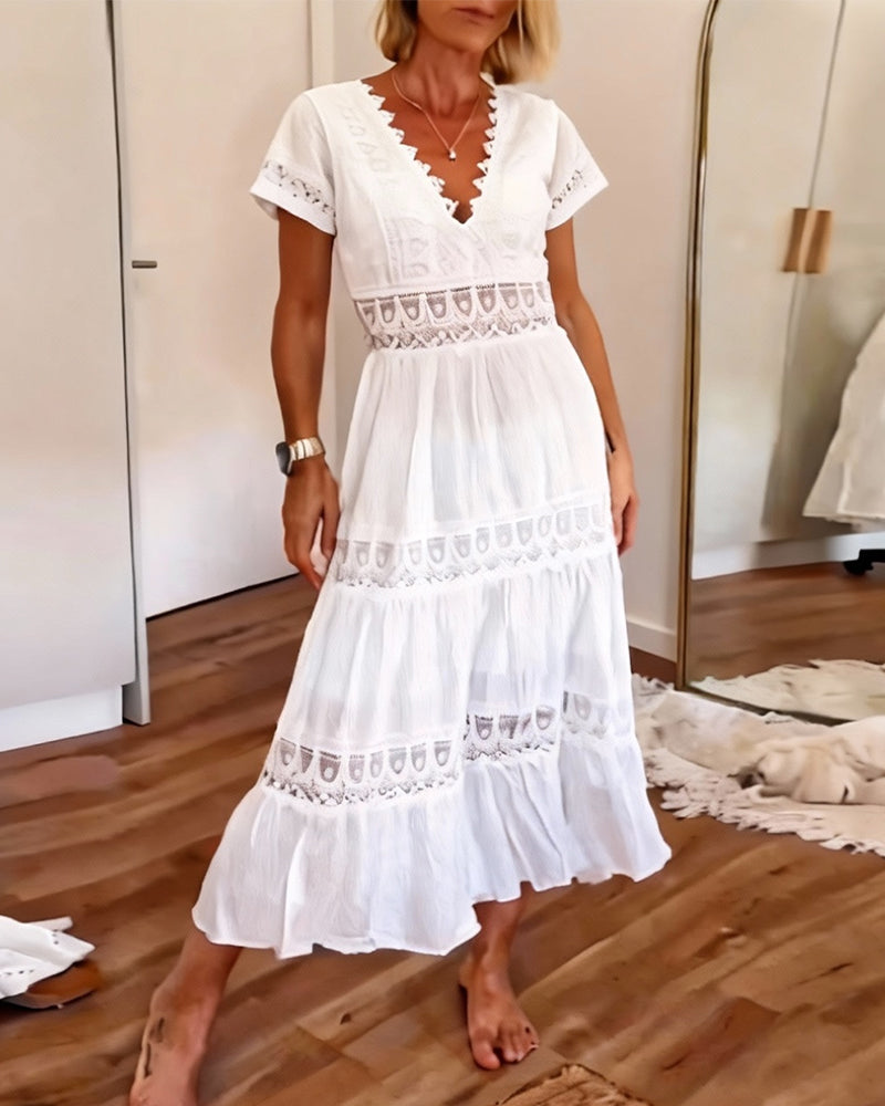 Deep V-Neck Cutout Maxi Dress