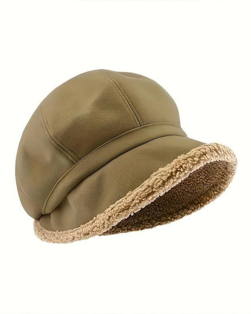 Women's Solid Color Plush Fisherman's Warm Hat