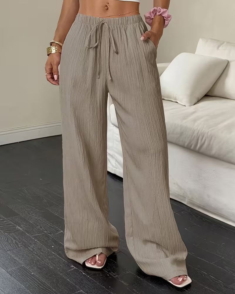 Pleated High Waist Wide-Leg Pants