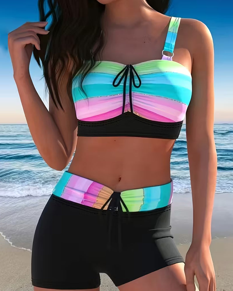 Bra-Style Two-Piece Striped Bikini