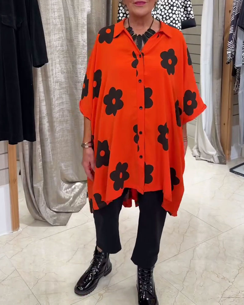 Camp Collar Relaxed Fit Midi Shirt