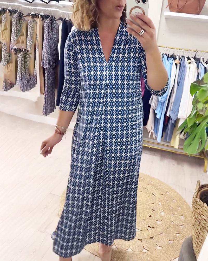 Geometric Print Maxi Dress