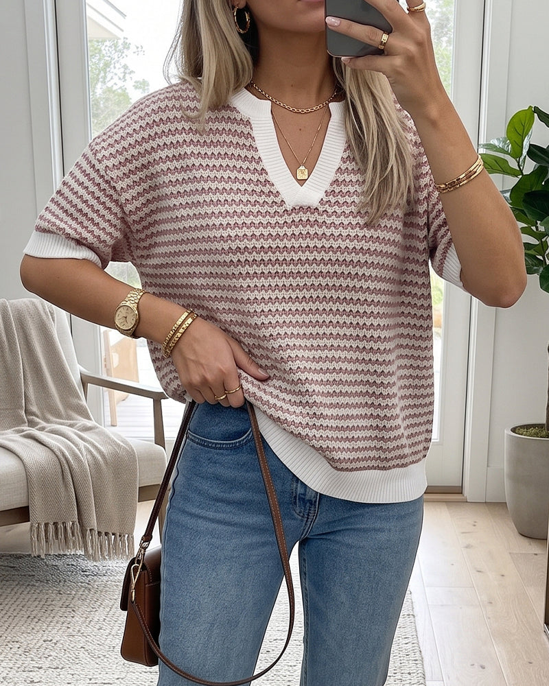 V-Neck Trendy Casual Pullover