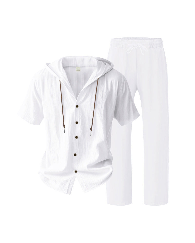 Men's Lightweight Hooded Two-Piece Set For Summer Casual Wear