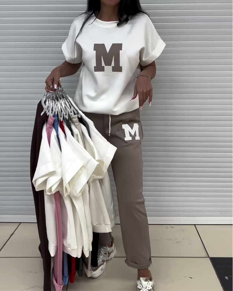 Fashionable Printed Casual Two-Piece Set