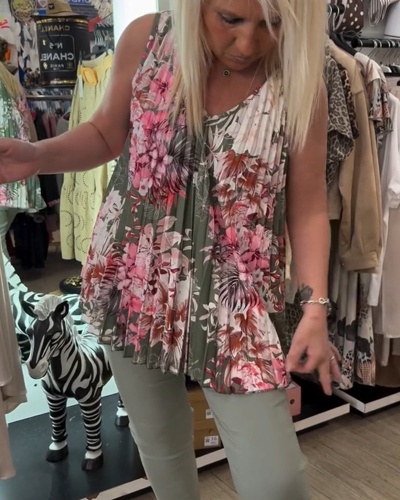 Sleeveless V-Neck Print Tank Top