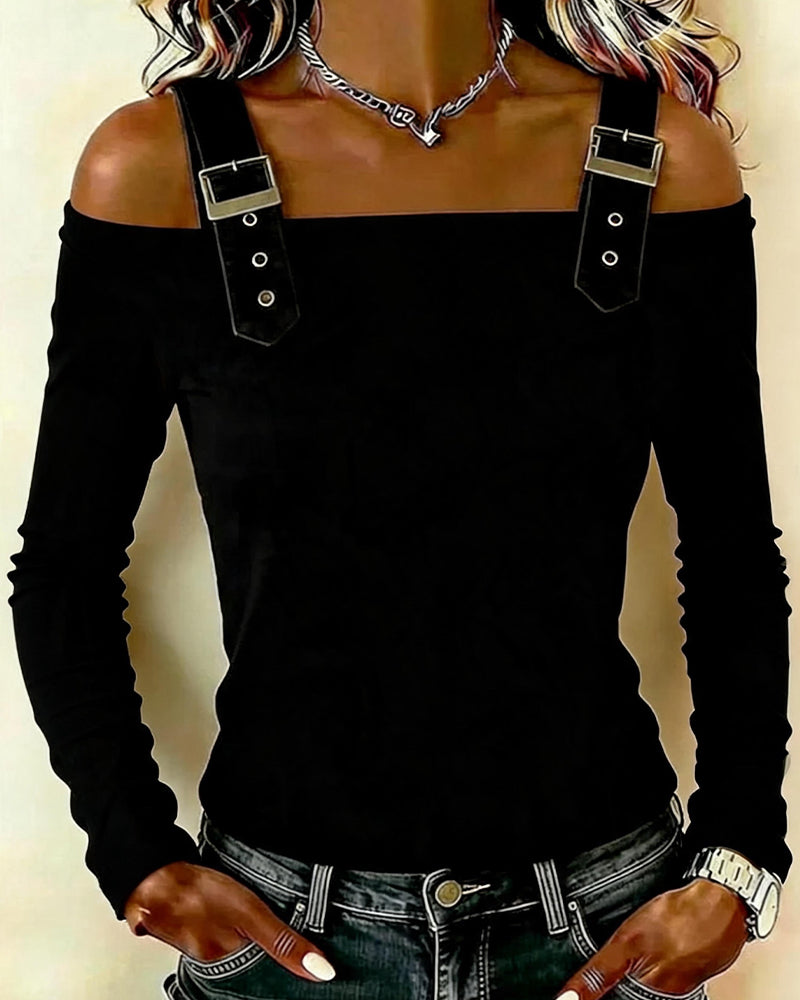 Long Sleeve Off-Shoulder Camisole Top