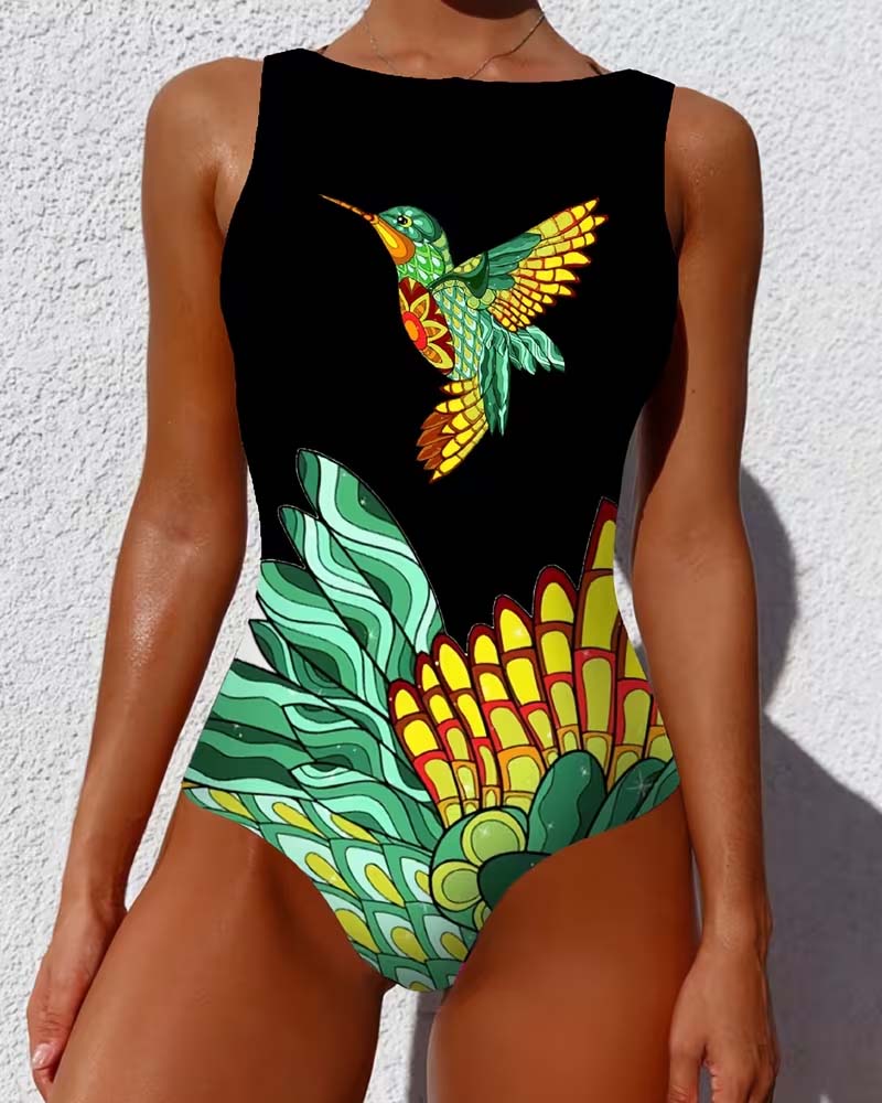 Hummingbird Floral One Piece