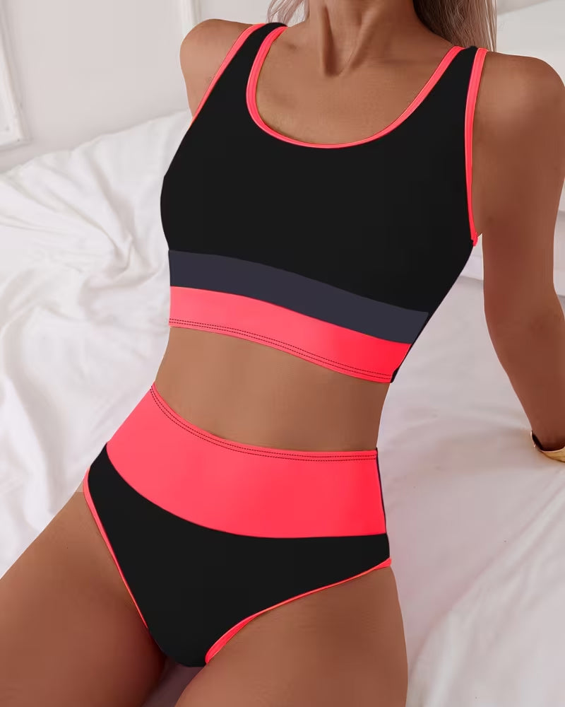Sports Bra Style Contrast Bikini