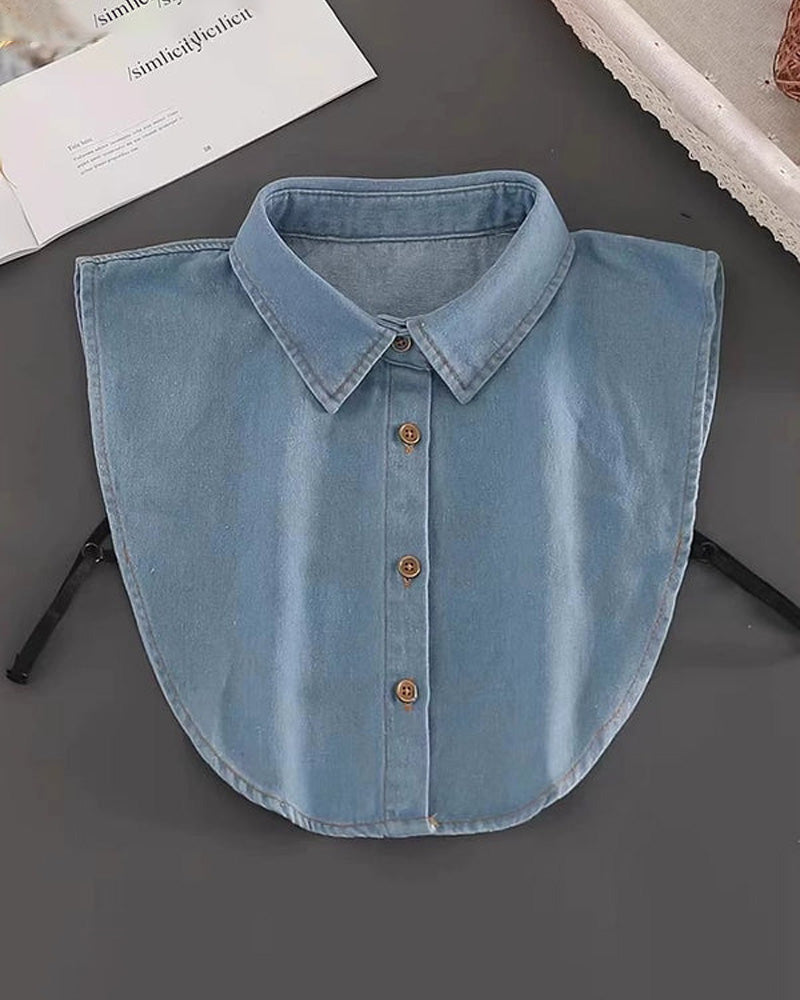 Classic Edgy Denim False Collar