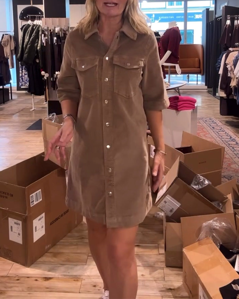 Half-Sleeved Solid Color Dress