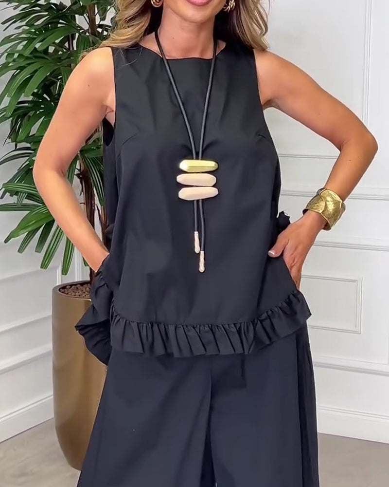 Sleeveless Lace Hem Camisole Blouse