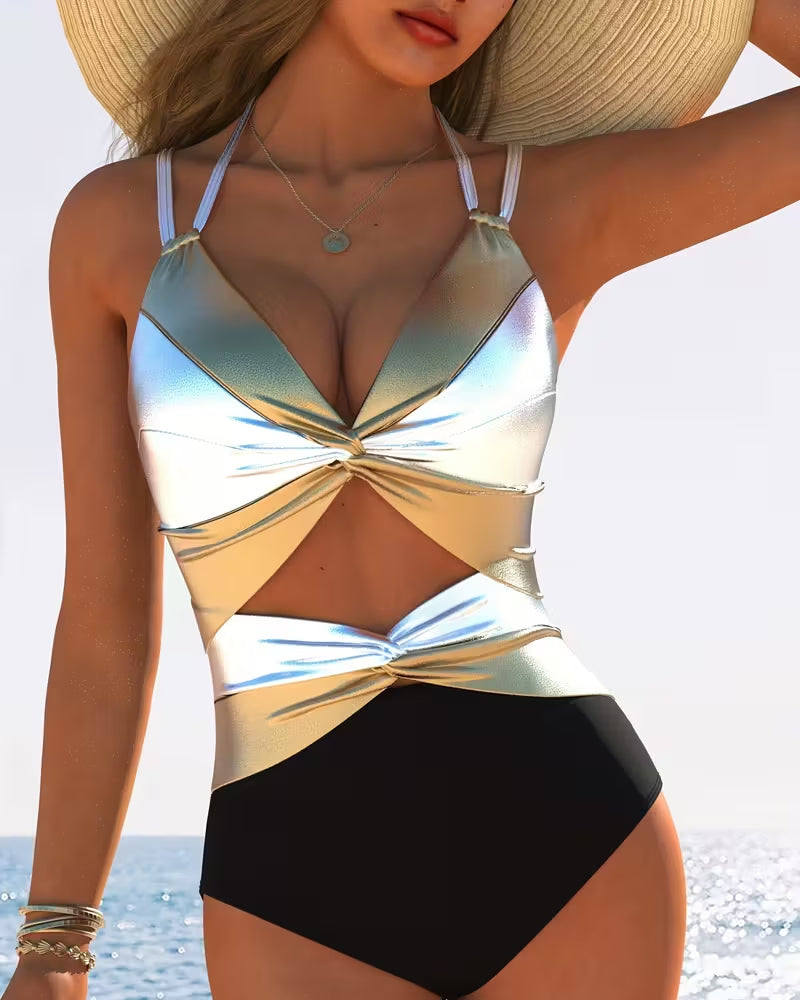 Halter-Neck Cutout One-Piece Swimsuit