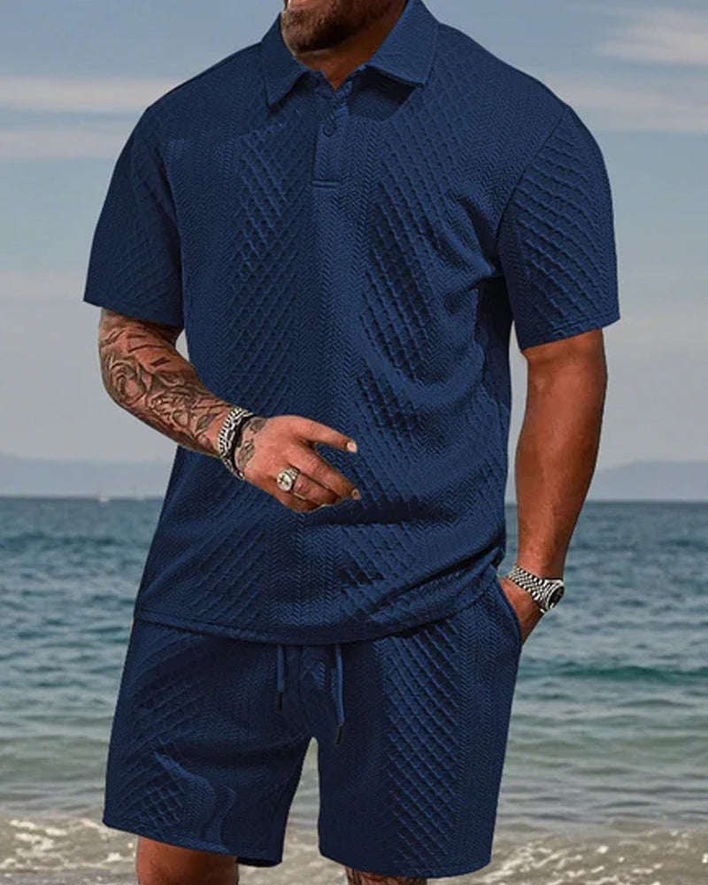 Men's Collared Short-Sleeve 2-Piece Set