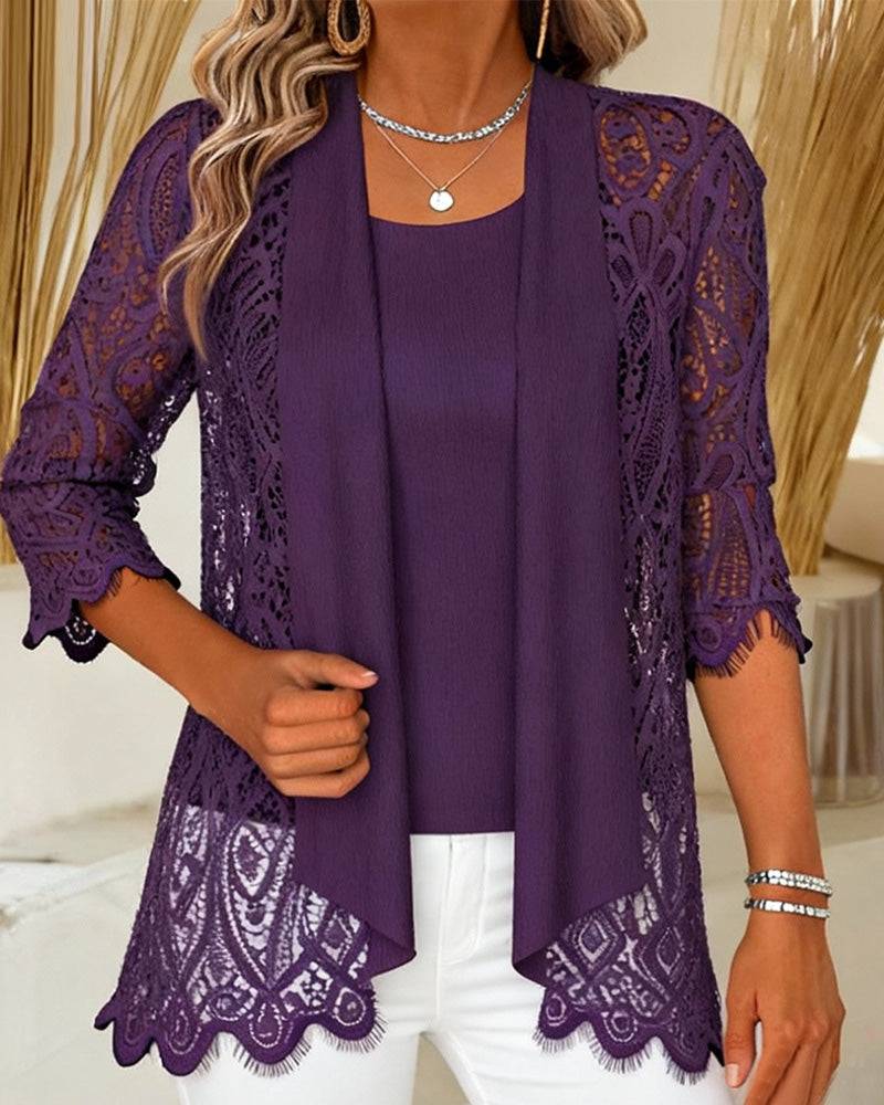 Patchwork Faux Two-Piece Top