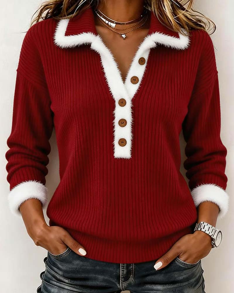 Lapel Long Sleeve Top