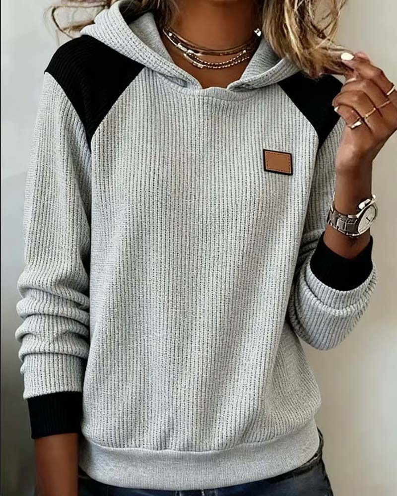 Color-Block Casual Women's Hoodie