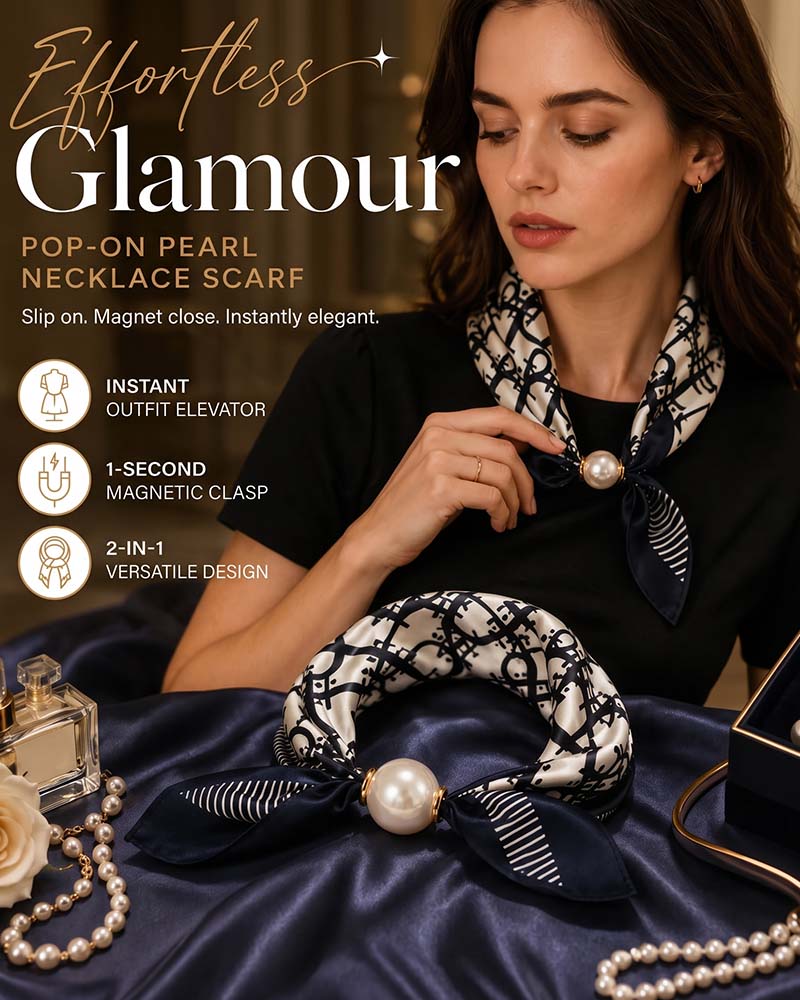 Effortless Glamour: Pop-On Pearl Necklace Scarf 🧣