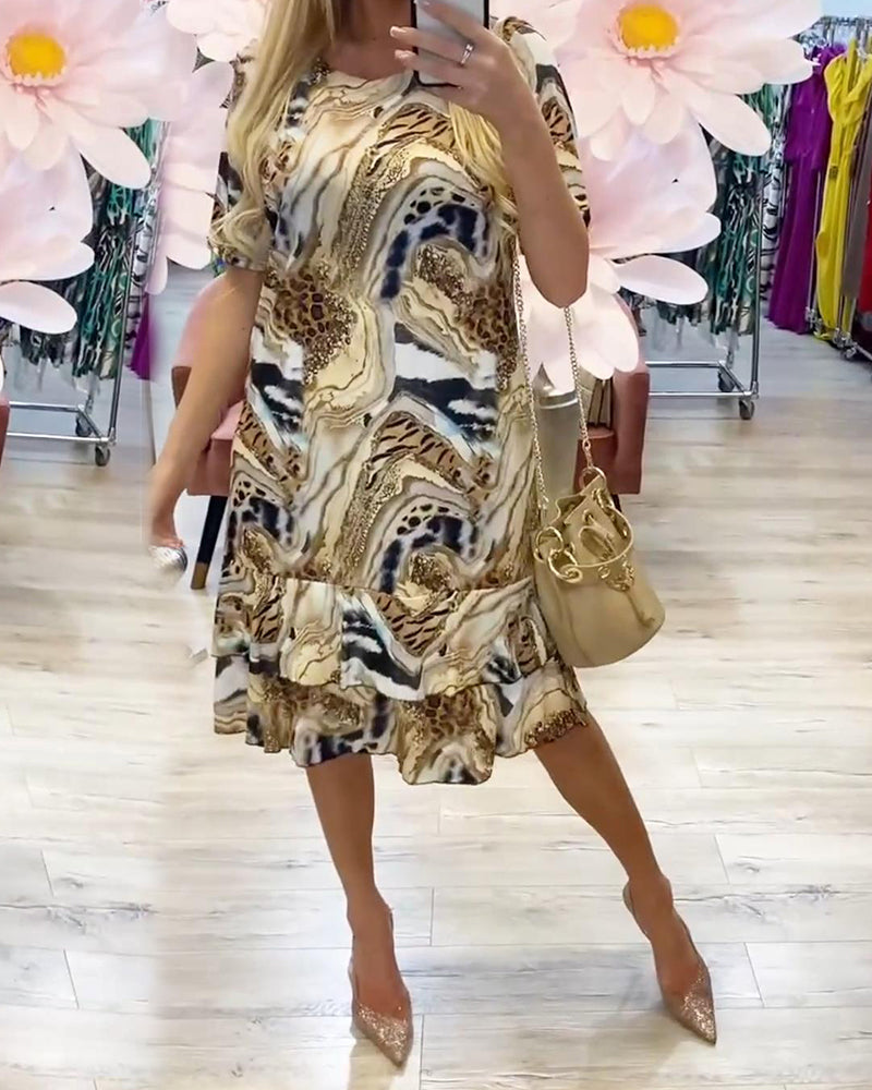 Retro Contrast Color Straight Dress