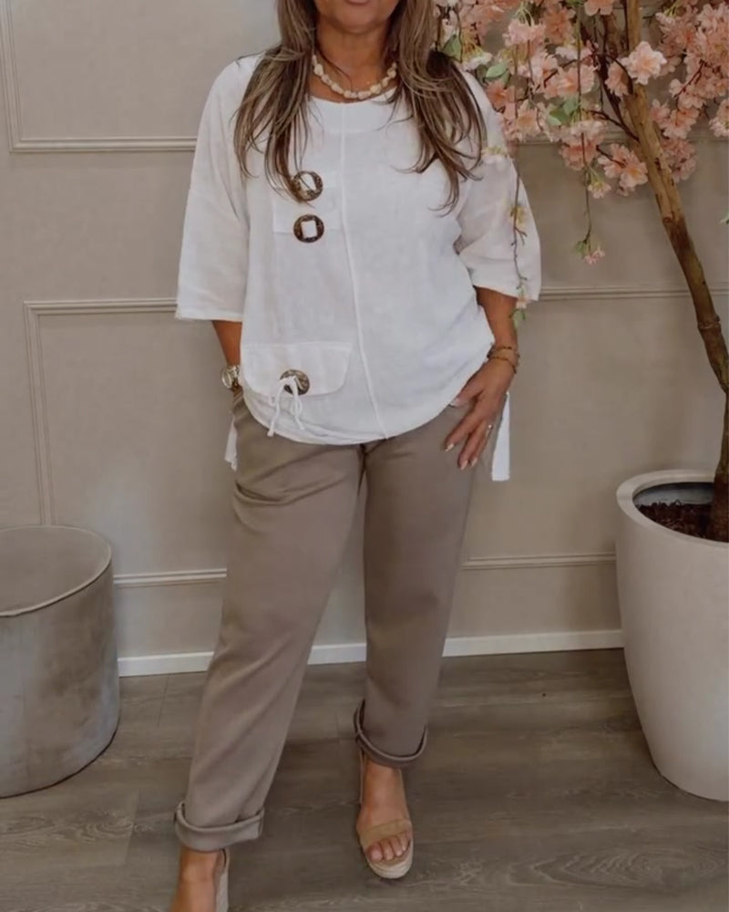 An Oversized-Button Relaxed Blouse