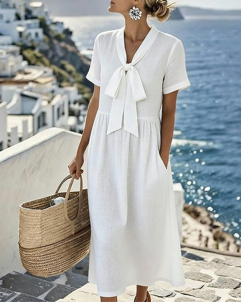 Elegant Short-Sleeved A-Line Dress