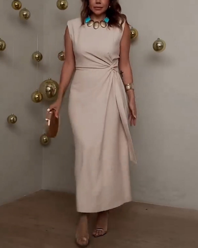 Round Neck Sleeveless Elegant Dress