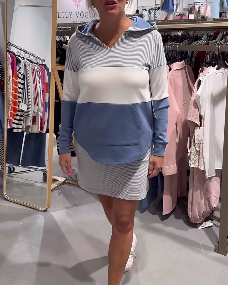 Striped Contrast Color Hoodie