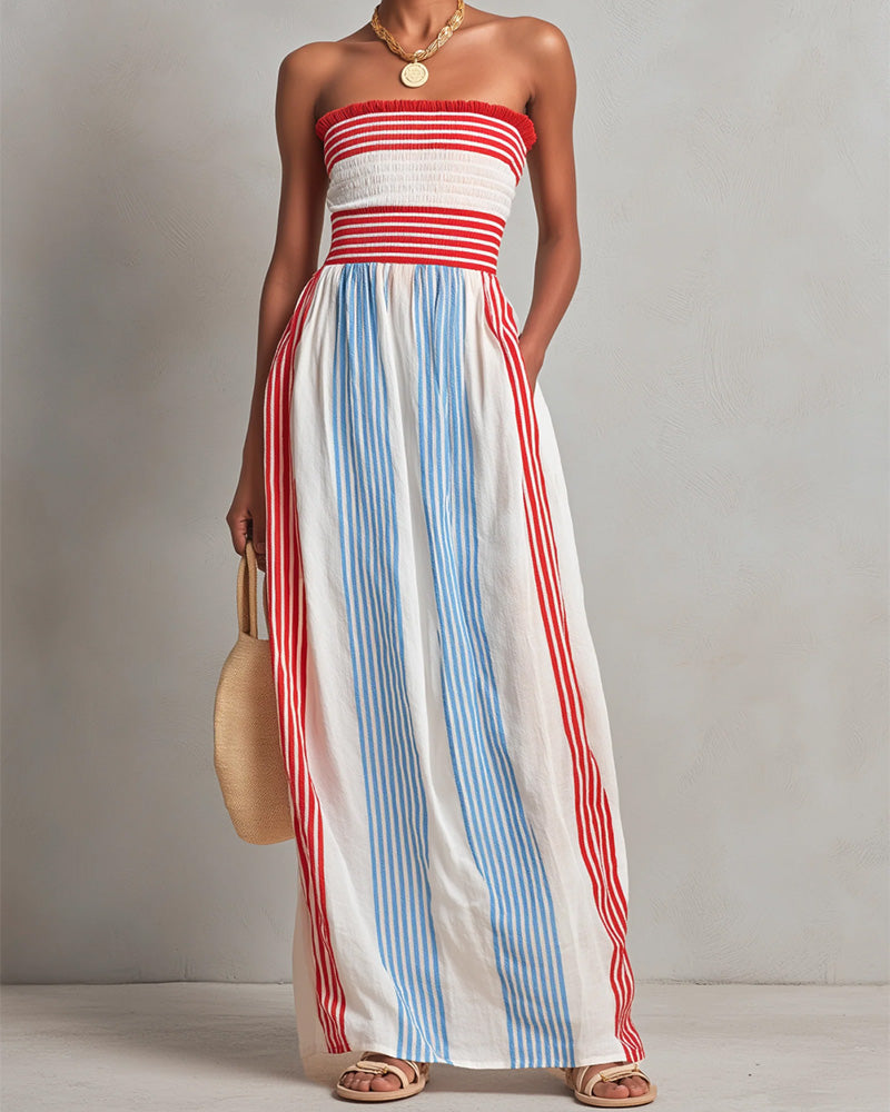 Strapless Colorful Stripe Dress