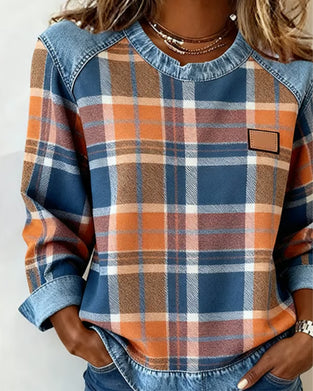 Plaid Patchwork Fashion Sweatshirt Plaid Patchwork Fashion Sweatshirt