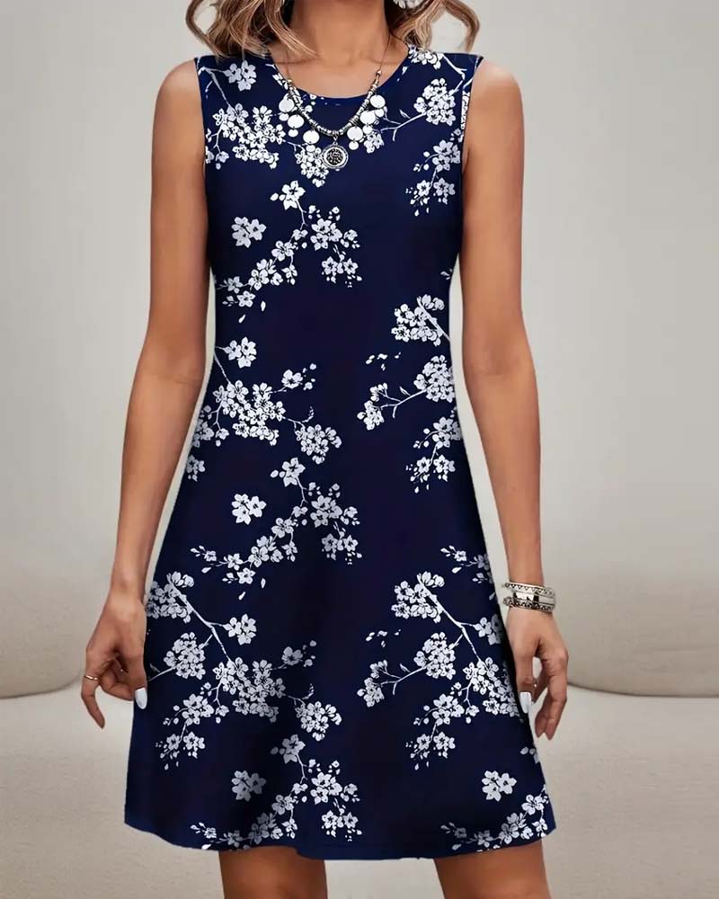 Sleeveless Slim Print Dress
