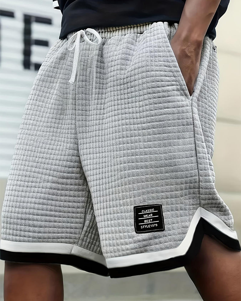Waffle-Textured Drawstring Shorts