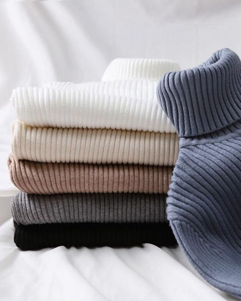 High-Neck Knit Sweater Base Layer