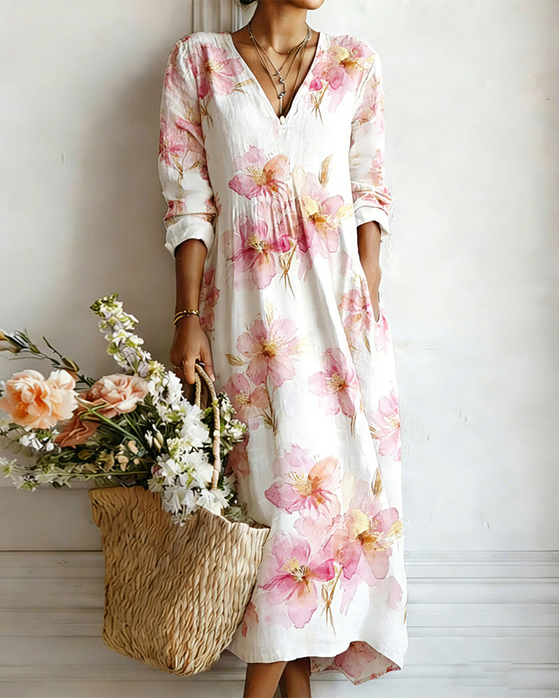 Floral Linen Maxi Dress