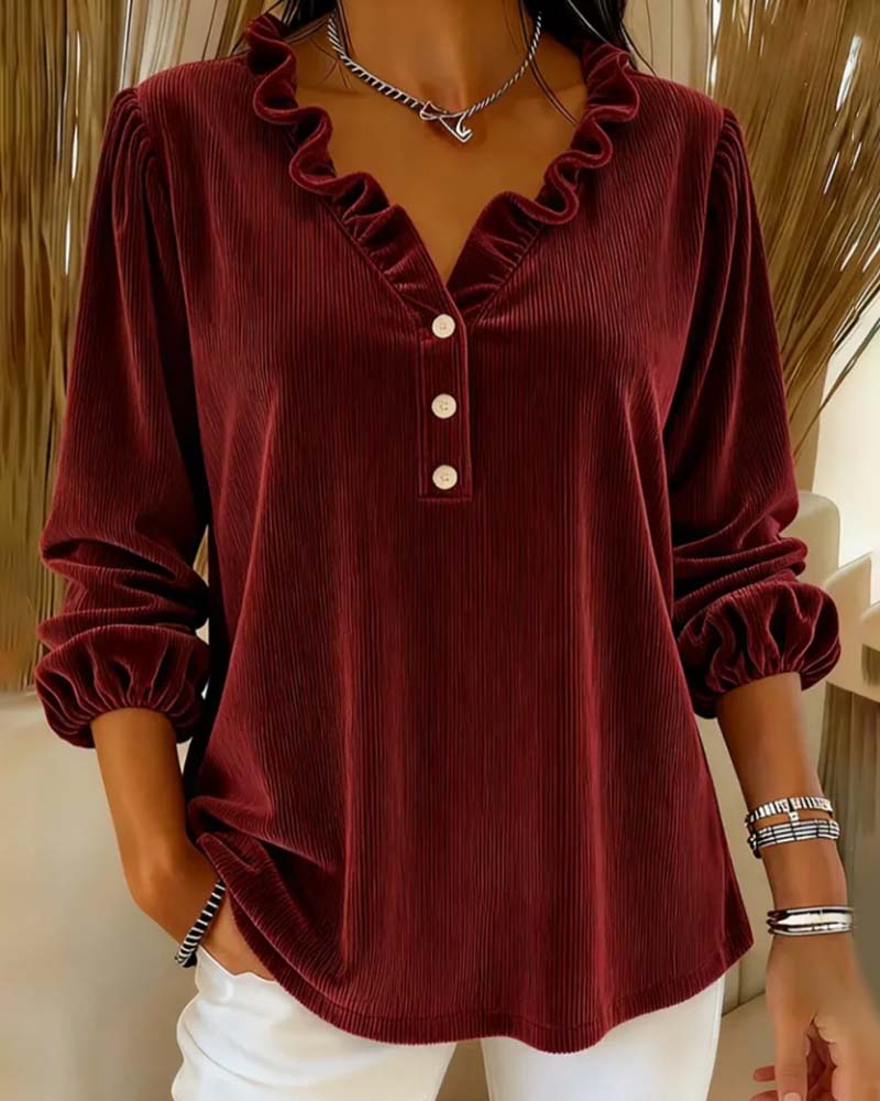 Solid Color Puff Sleeve Top