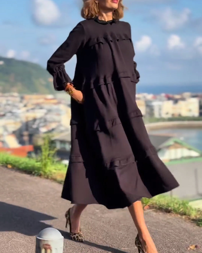 Solid color sweet style casual dress