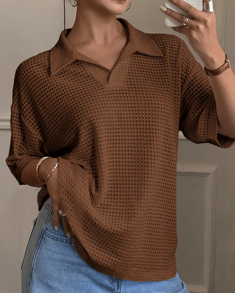 Polo Lapel Drop Shoulder T-Shirt