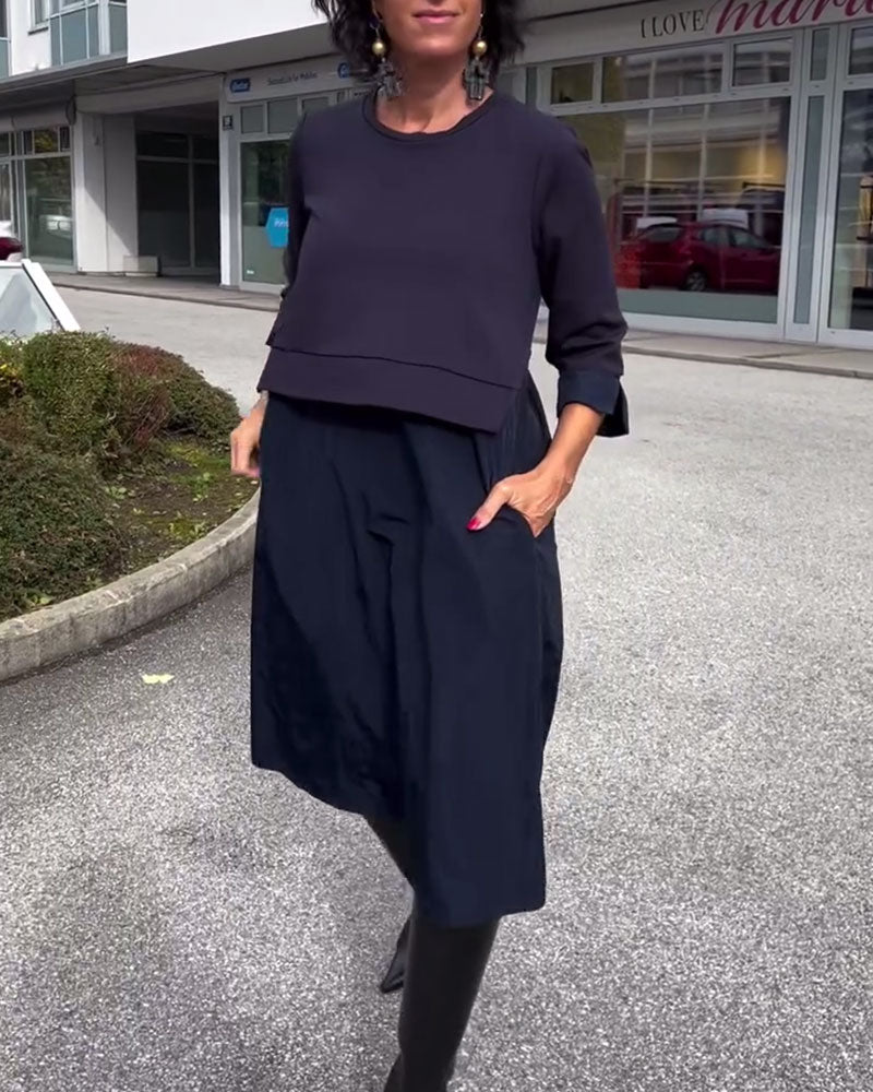 Round Neck Patchwork Fashion Dress