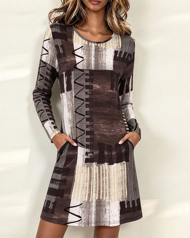 Round Neck Printed Dress