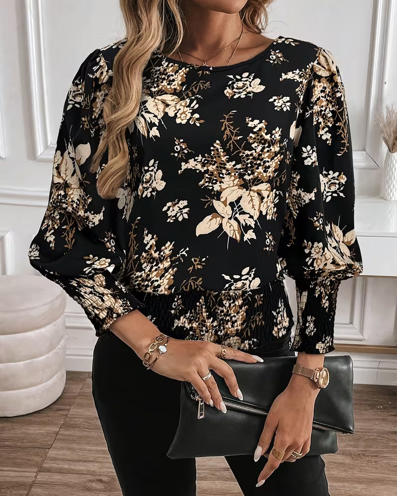 Lantern Sleeve Floral Casual Top