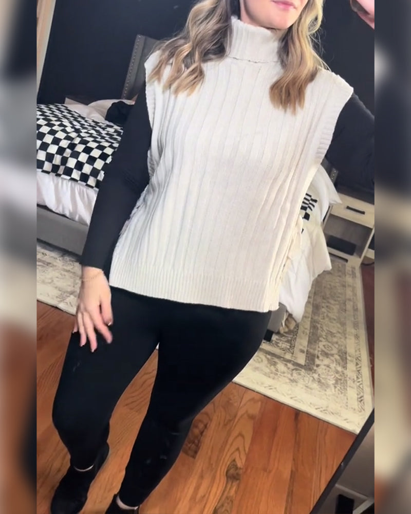 Casual Solid Color Lace-Up Sweater Vest