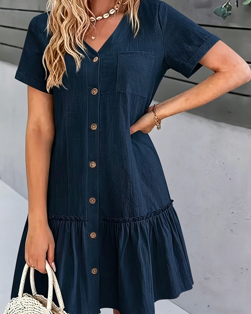 Short Sleeve A Hem Dress