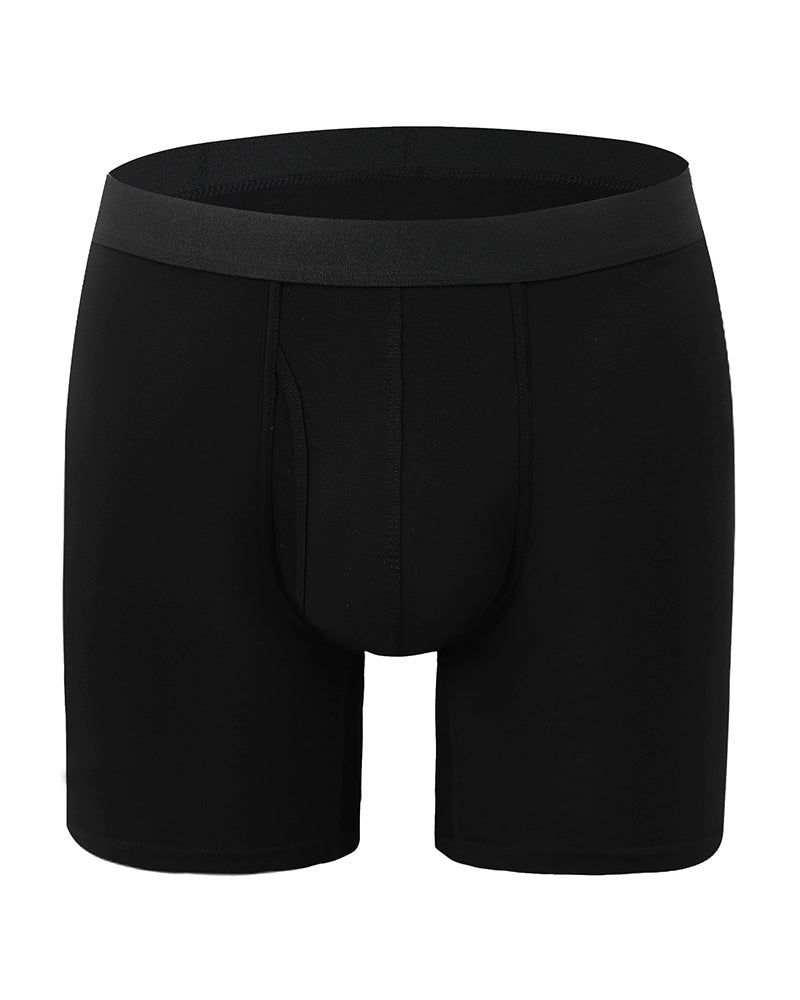 Men's Solid Color Bamboo Fiber Stretchy Boxer Brief, Breathable Comfy Underwear for Daily Wear, Casual Men's Underwear for All Seasons