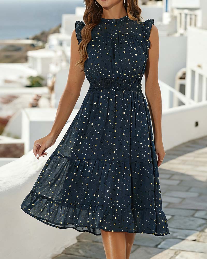 Ruffle Sleeveless Flounce Dress